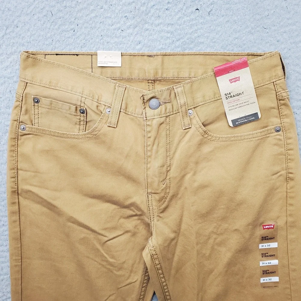 Levi's Jeans Mens 31x32 Brown Denim 514 Red Tab 5-Pocket Straight Leg Grunge